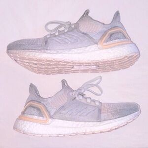 adidas Knit Lace Up Gray White Beige Low Top Women's Athletic Sneaker 606004